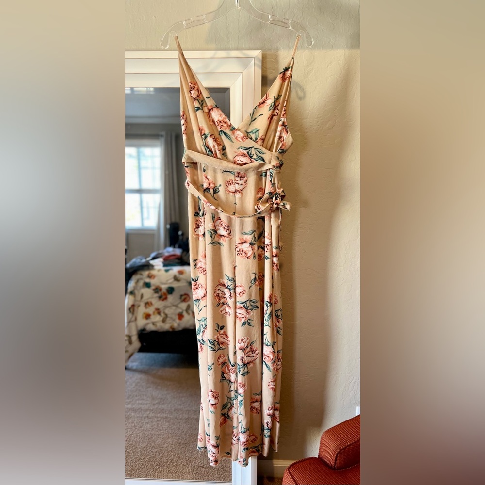 GRADE & GATHER cross front Jumpsuit floral design adjustable straps